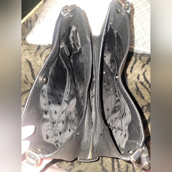 KATE SPADE LEILA MEDIUM TRIPLE COMPARTMENT SHOULDER BAG BLACK LEATHER PURSE - Picture 7 of 10